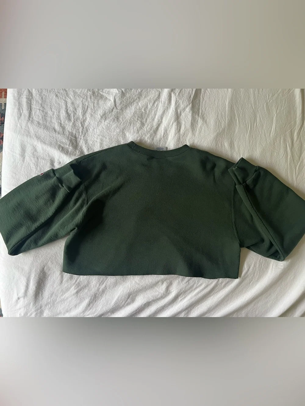 Champion Dark Green Cropped Crewneck Sweatshirt - Picture 2 of 3